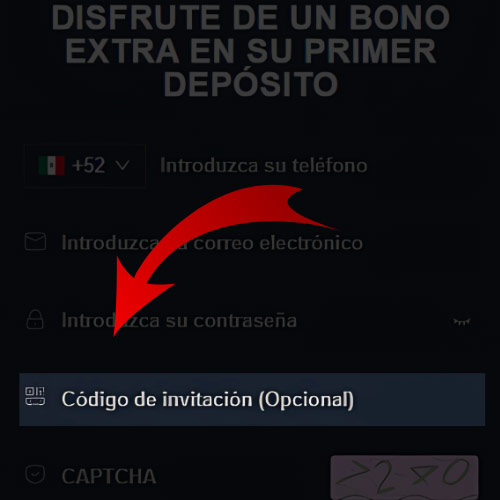 Instrucción Ingresar el código de invitación (opcional)